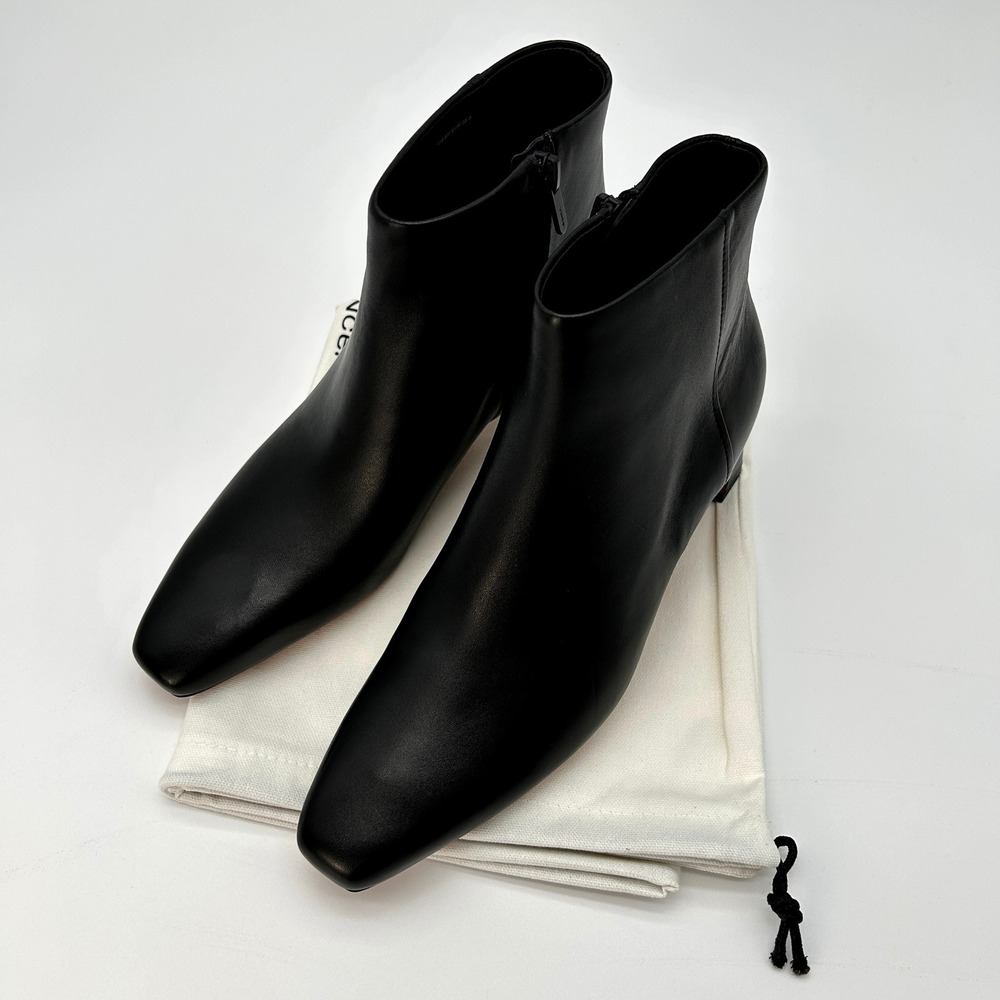Block Heel Ankle Boots Vince Silvana Bootie Womens Size 8 M Black Leather NEW - Picture 7 of 8